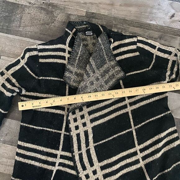Sioni open cozy cardigan sweater black/ tan - Picture 6 of 8